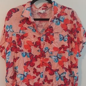 Coral Butterfly Lularoe Amy Shirt